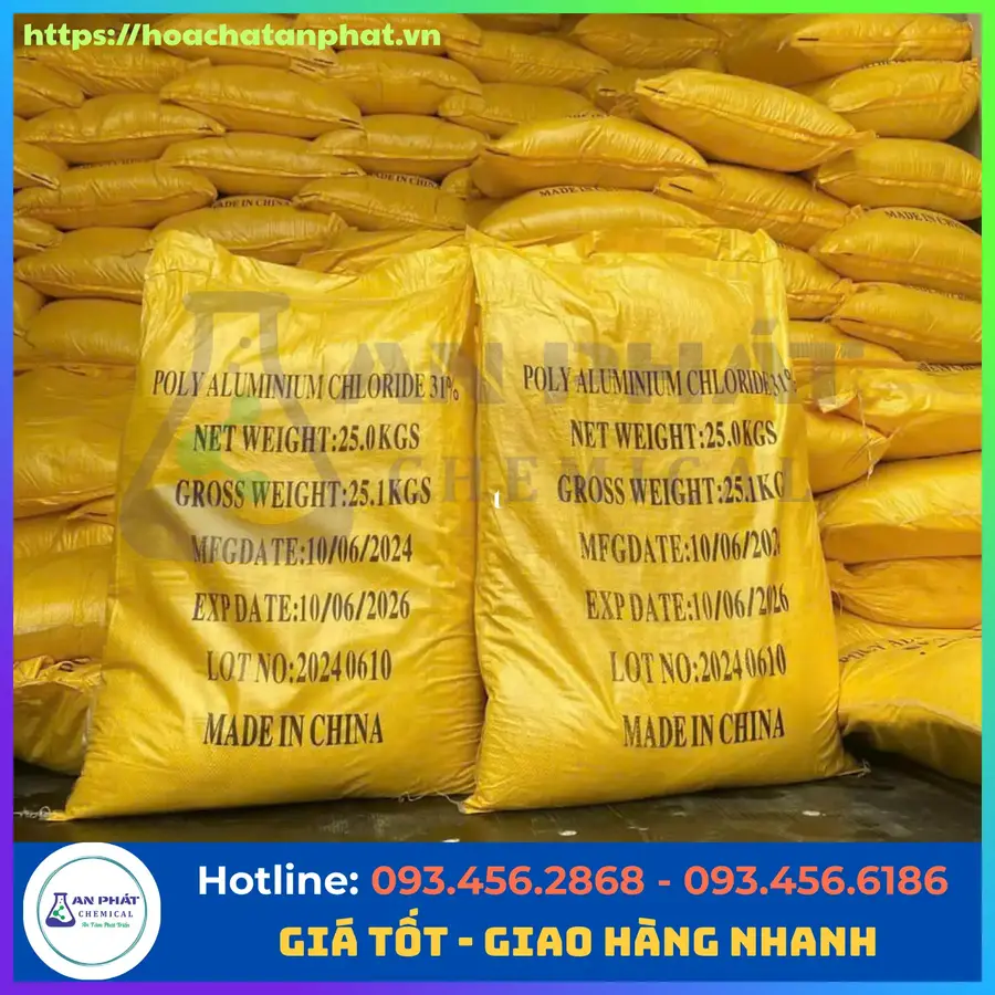 PAC ( Phèn nhôm)  31%, Trung Quốc, Bao 25kg