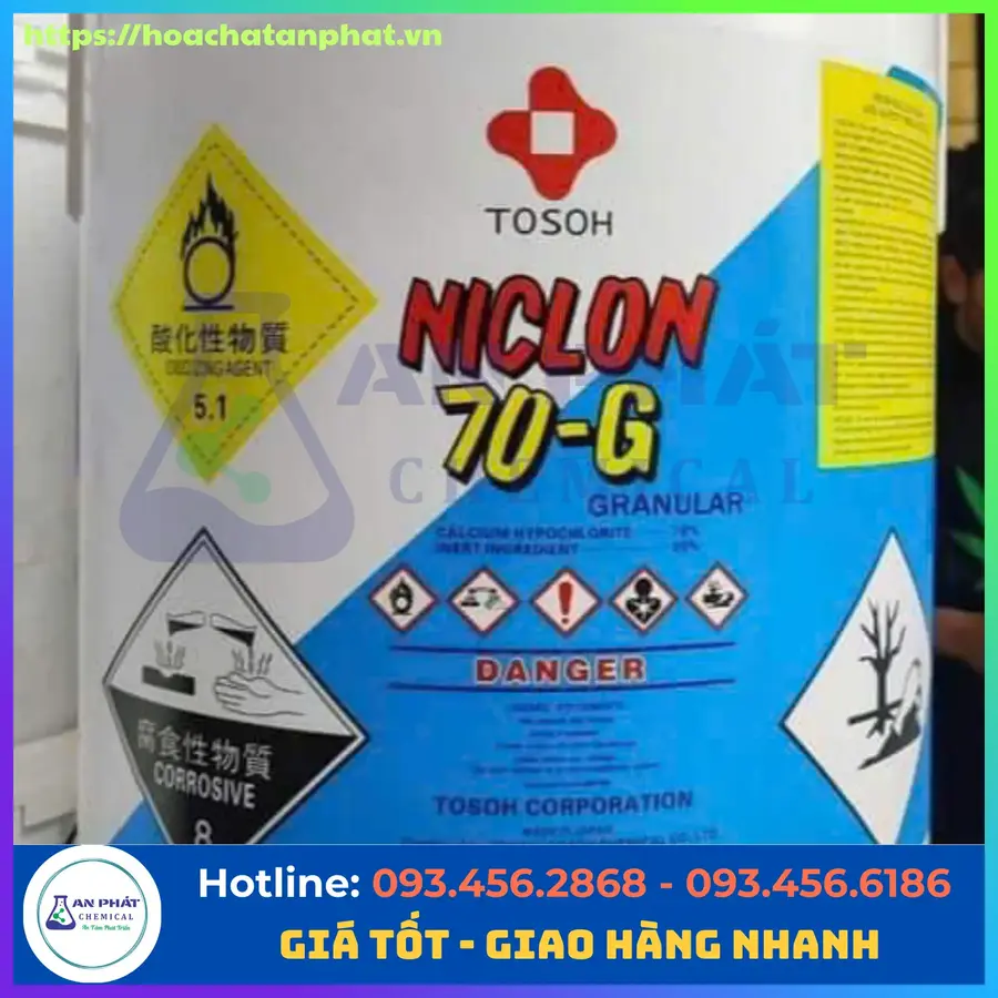 Chlorine ( Clo) Niclon 70%, Nhật, Thùng 45kg