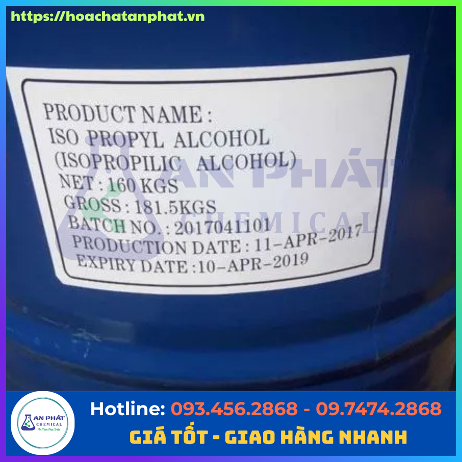 Isopropyl Alcohol C3H8O 99%, Trung Quốc, Phuy 160kg