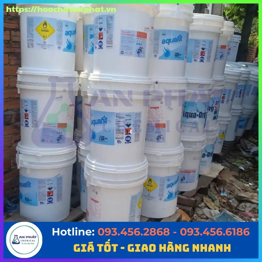 Chlorine (Clo)  Aquafit Ấn Độ Ca(OCl)2 70%, Ấn Độ, Thùng 45kg 