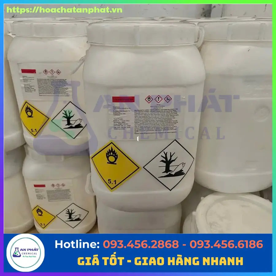 TCCA dạng bột C3Cl3N3O3 90%, Trung Quốc, Thùng 25kg