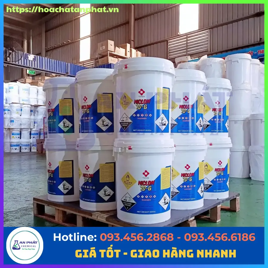 Chlorine ( Clo) Niclon 70%, Nhật, Thùng 45kg