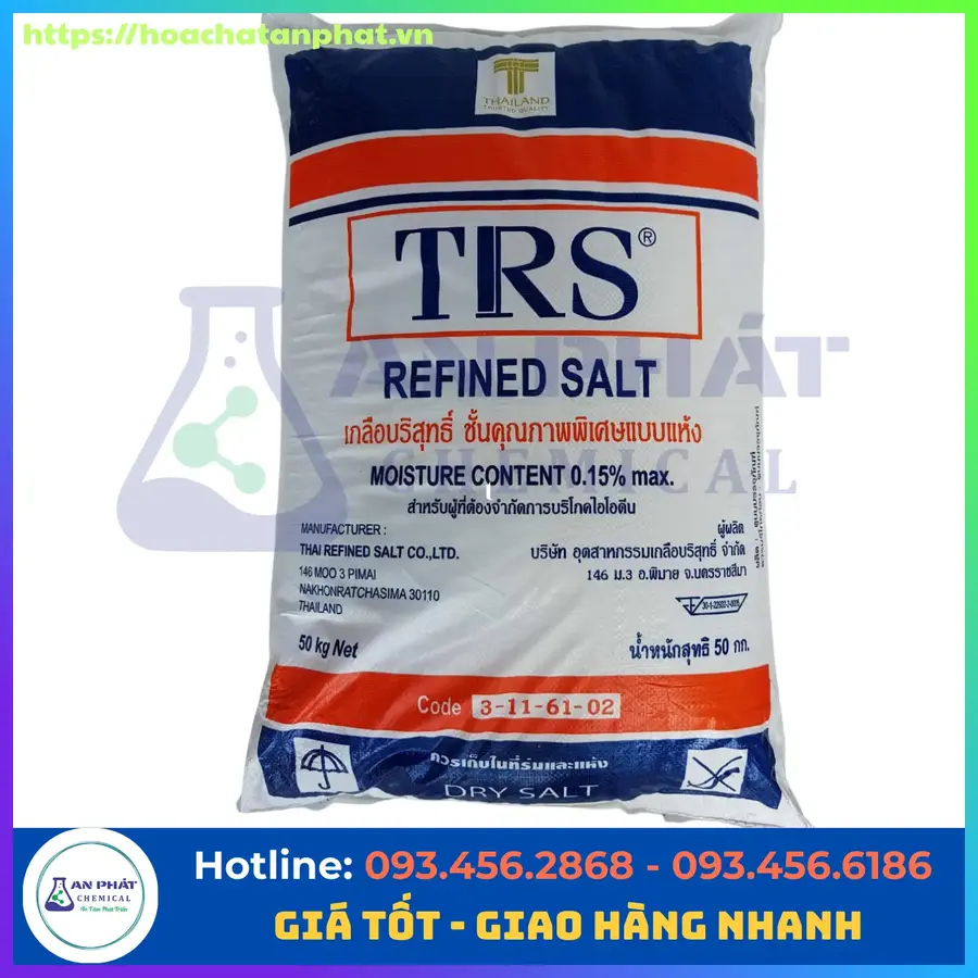 Refined Salt ( TRS) NaCl 99.9%, Thái Lan, 50kg/bao