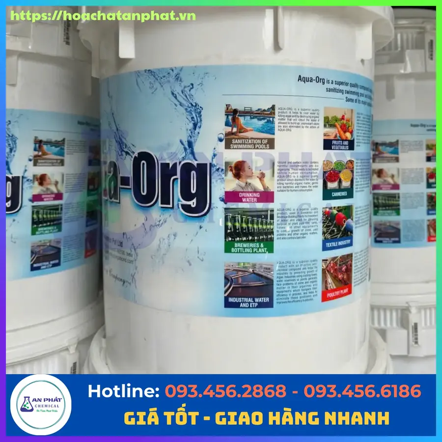 Chlorine ( Clo) Aqua ORG Ấn Độ Ca(OCl)2 70%, Ấn Độ, Thùng 45kg