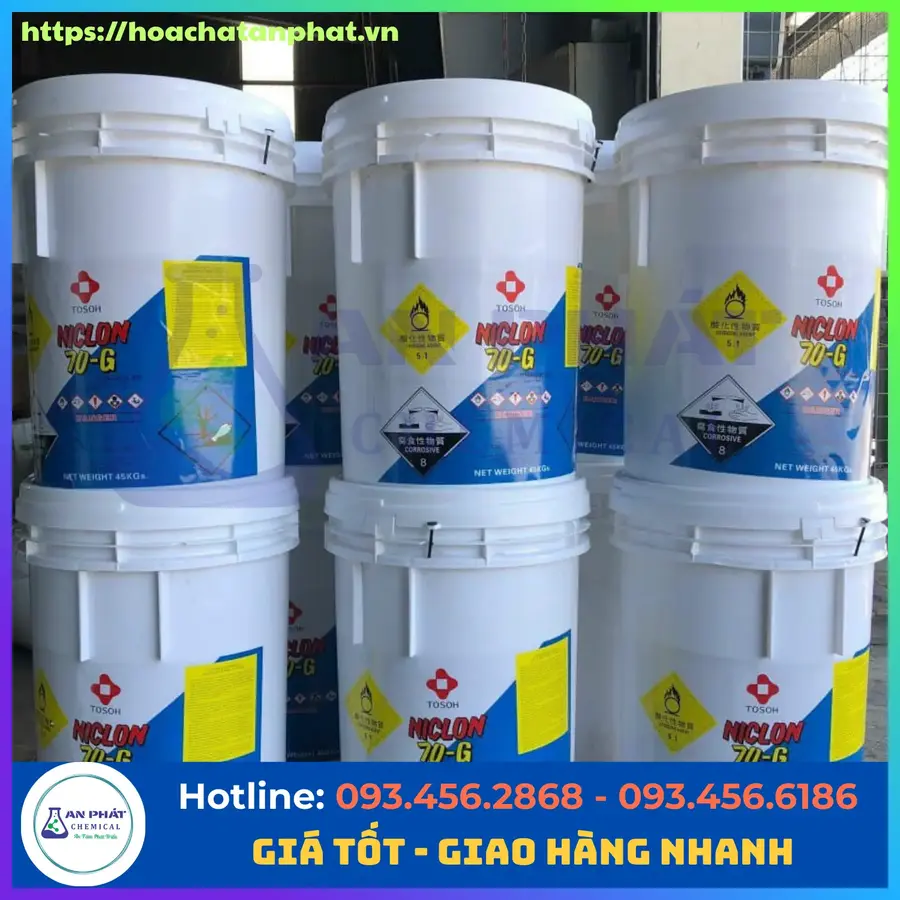 Chlorine ( Clo) Niclon 70%, Nhật, Thùng 45kg