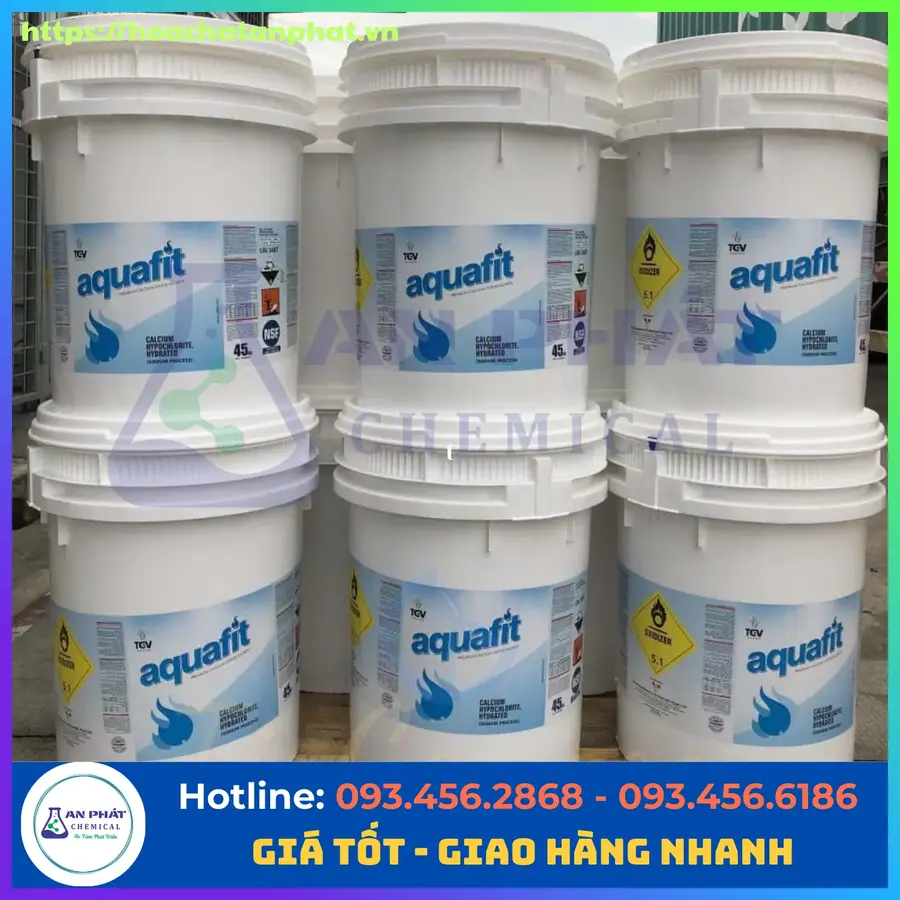 Chlorine (Clo)  Aquafit Ấn Độ Ca(OCl)2 70%, Ấn Độ, Thùng 45kg 