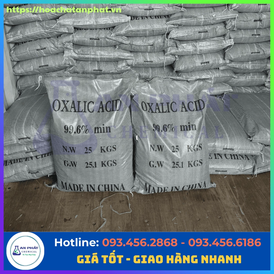 Oxalic Acid C2H2O4 99%, Trung Quốc, Bao 25kg