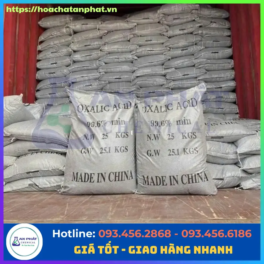 Oxalic Acid C2H2O4 99%, Trung Quốc, Bao 25kg