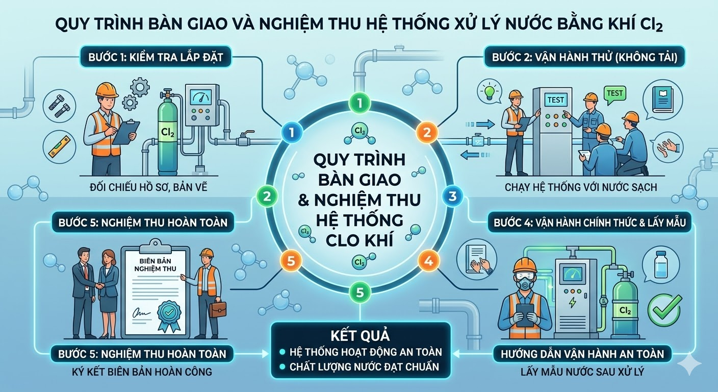 Quy Trình Bàn Giao Và Nghiệm Thu Hệ Thống Xử Lý Nước Bằng Clo Lỏng (Khí Clo Hóa Lỏng)