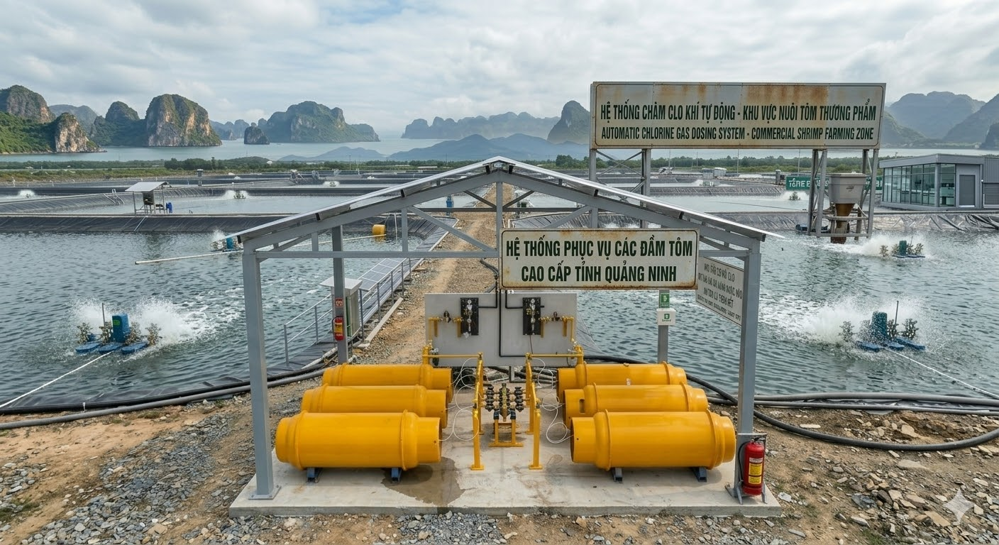 Lắp Đặt Hệ Thống Clo Lỏng (Khí Clo Hóa Lỏng ) Cho Đầm Nuôi Tôm Tại Tiên Yên, Đầm Hà, Móng Cái